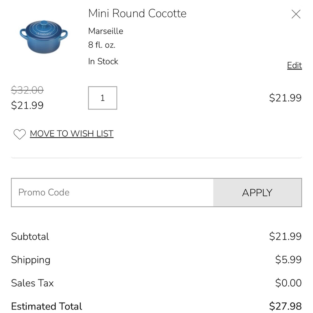 Last one !! Le Creuset Mini Round Cocottes NWT Marseille Blue 8 oz with lids x1 - Picture 11 of 11